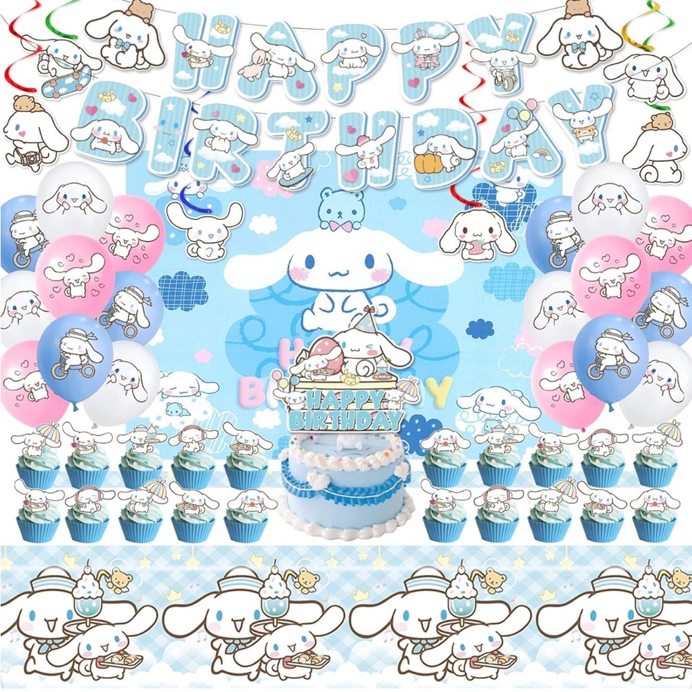 214 pieces Sanrio Cinnamoroll Party Set - Blue, Pink, White